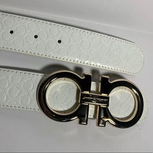 Ferragamo Belt white/gold